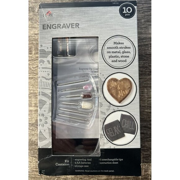 Plaid ENGRAVER TOOL KIT Makes Smooth Strokes on METAL GLASS PLASTIC STONE WOOD - Picture 1 of 3